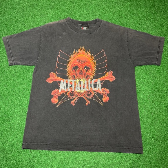 Vintage 90s INSANE Metallica Rebel Pushead Skull Grunge Metal Med Band T Shirt - Picture 1 of 9
